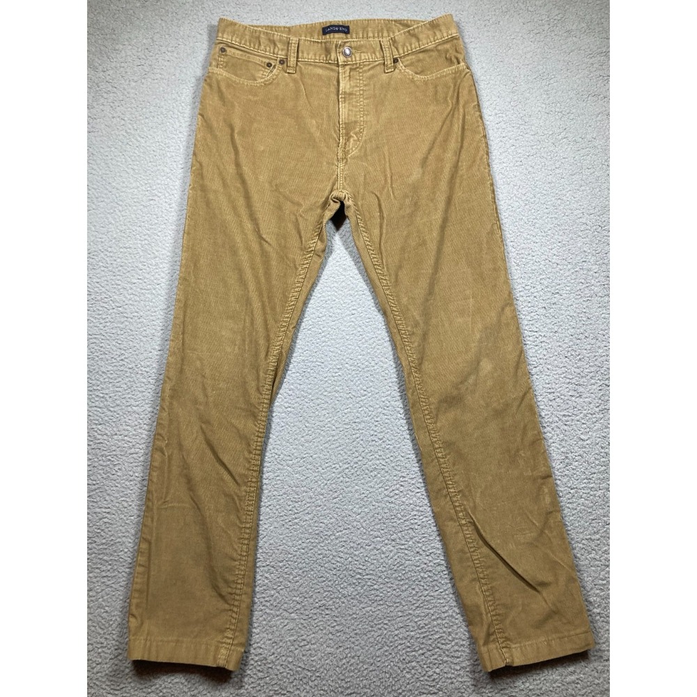 Lands' End Pants Men's 35x32 Beige Corduroy Straight Fit Casual Heritage Woods